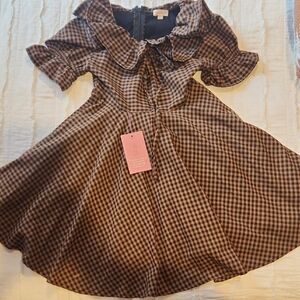 Ivy City Co Brown Checkered Kids Dress